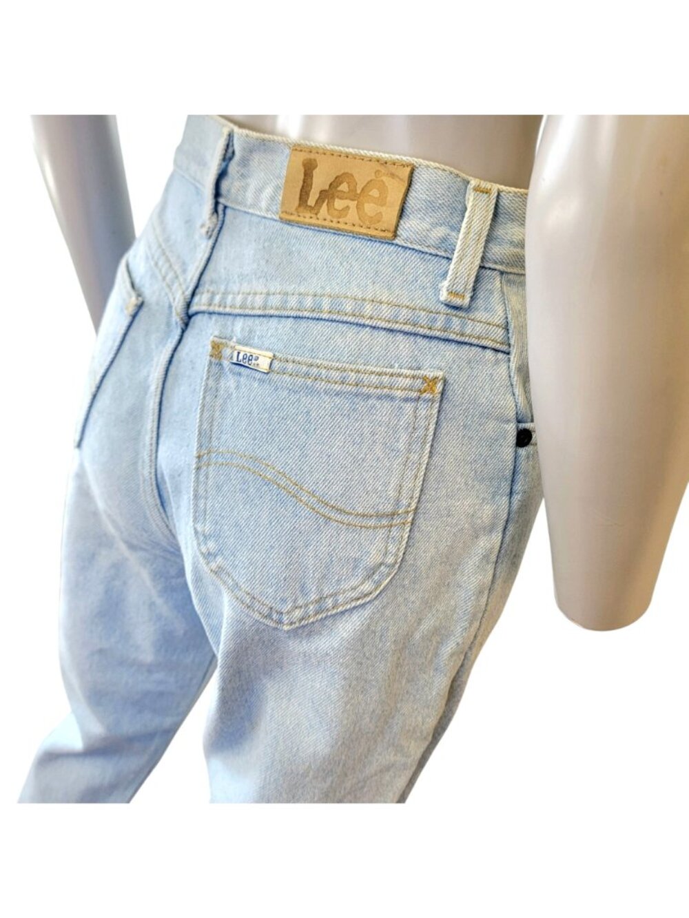 Lee Jeans 27 X 30 Vintage 90s Light Wash Denim High Rise Straight Leg Child 16 - Picture 13 of 16